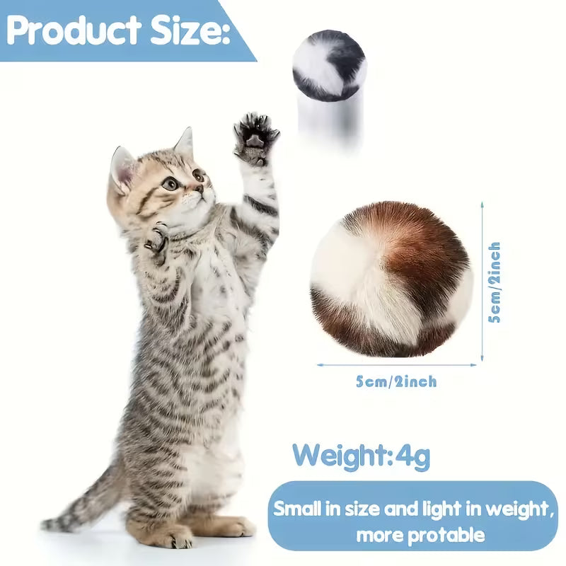 Plush Cat Toy Balls - Interactive Pet Toy Plush Balls Set, Random Color