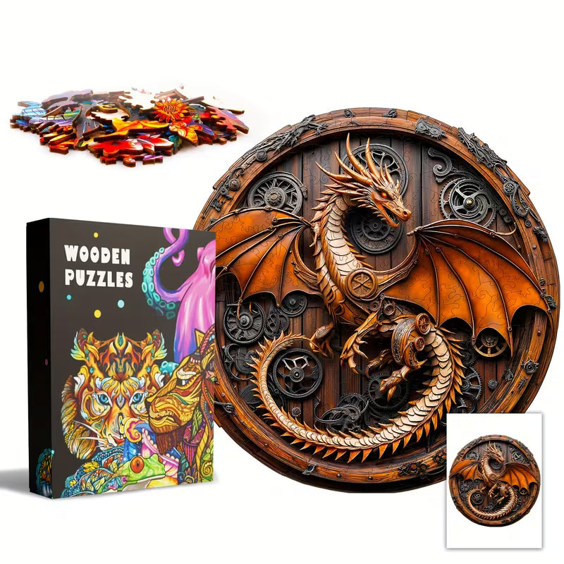 Mechanical Dragon-1 Wooden Puzzle, Unique Shaped Puzzle Toy, Special Party, Wooden