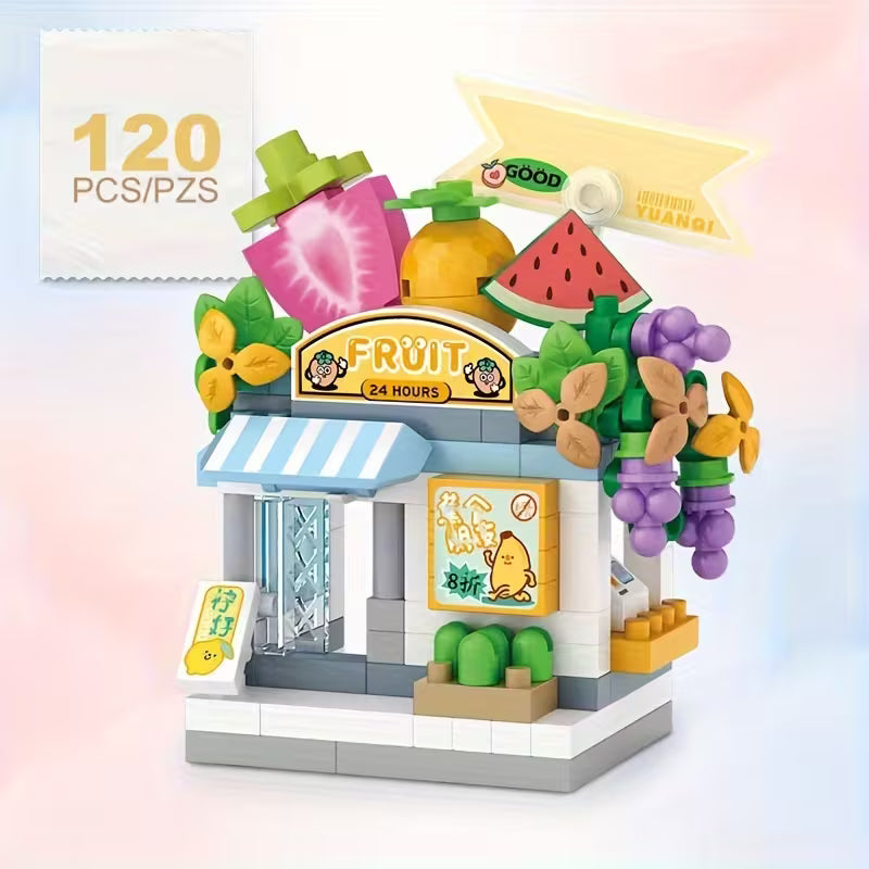 Mini Assembly Small Granule Building Blocks Pet Shop Street Scene