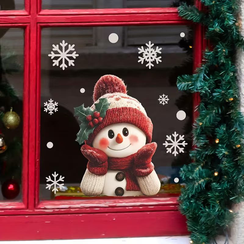 2D Flat, Large Smiling Snowman, Glass