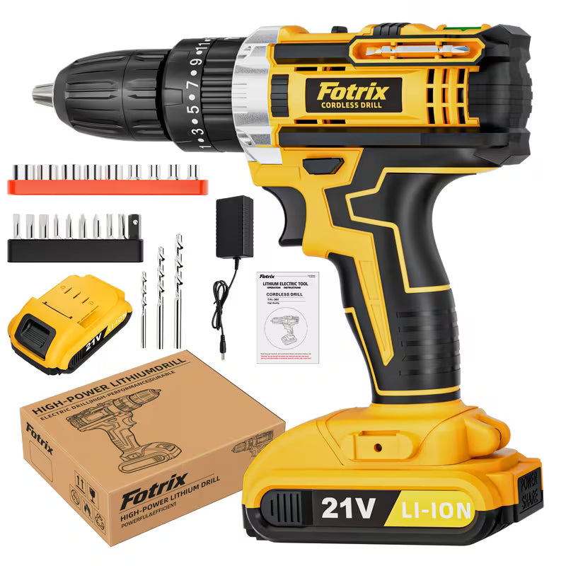 21V Cordless Impact Drill Set, Wireless Drill Set, Household Power Tool Set