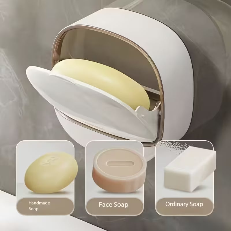 Wall-Mounted No-Drill Soap Dish Shelf, Household Bathroom Drainable
