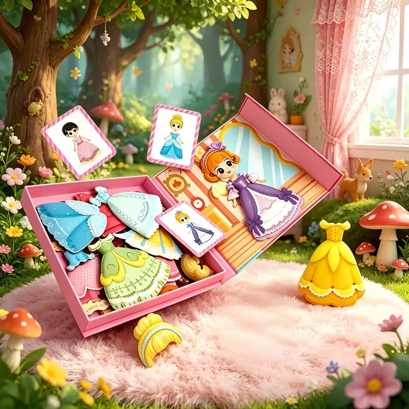 39/48/52/55-Piece DIY Magnetic Princess Magic Dress-up Toy Paper