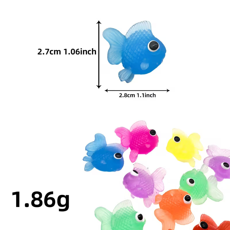 7/14-Piece Big-eyed Goldfish +1 Net Bag Water Toy Set
