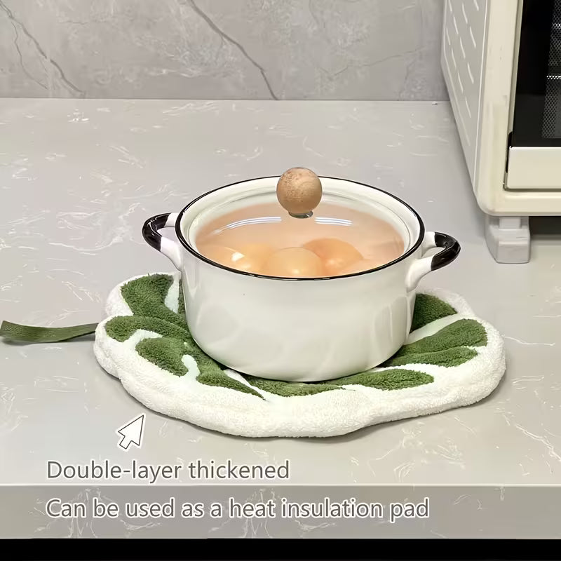 Leaf-Shaped Bathroom Hand Towel, Hangable Design, Absorbent Material, Suitable Bathroom, Restaurant