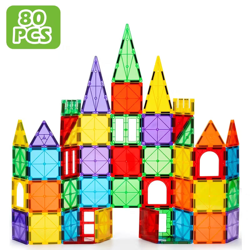 80/106/136-Piece Magnetic Tiles for Kids