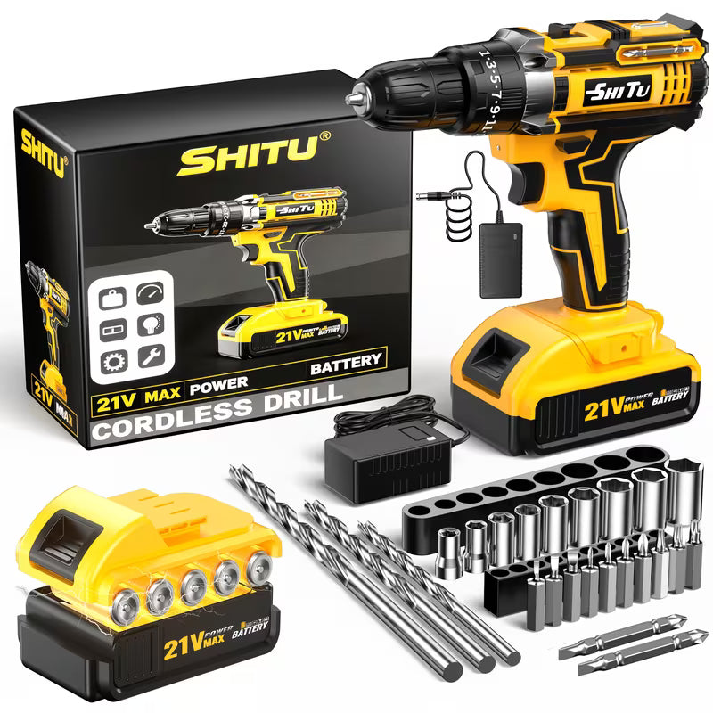 2026 21V Cordless Drill Kit with Tool Box