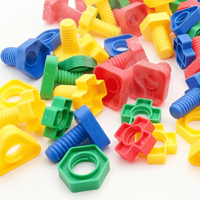 40-Piece/20 Pairs Screw and Nut Building Blocks Toy Plastic