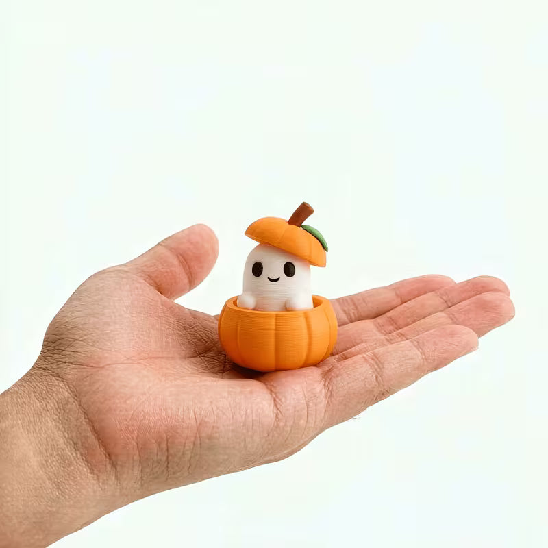 Set Includes a Pumpkin Base, Ghost, And Hat-Creative 3D-Printed Halloween Pumpkin Spirit