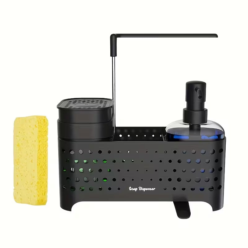 A Kitchen Hand and Dish Soap Dispenser Set, a Dual - Purpose Soap Dispenser with a Sponge Rack