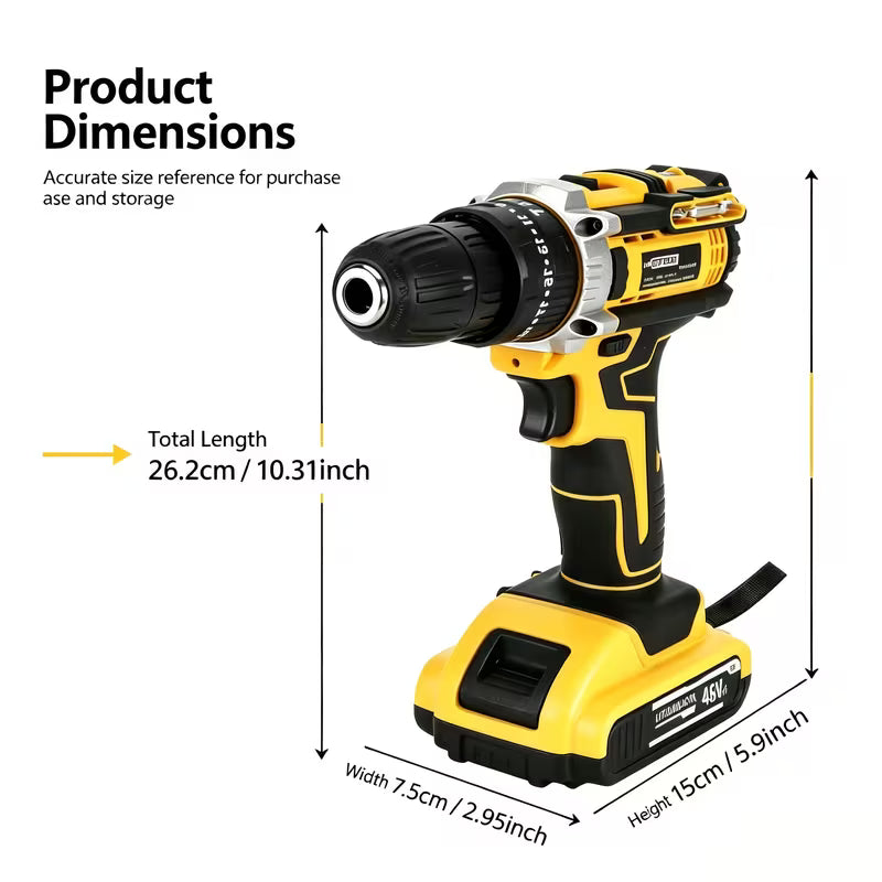 21V 58/126pcs/149pcs Cordless Impact Drill Kit with 20 Plus 3 Torque Settings 45Nm Max Torque Built