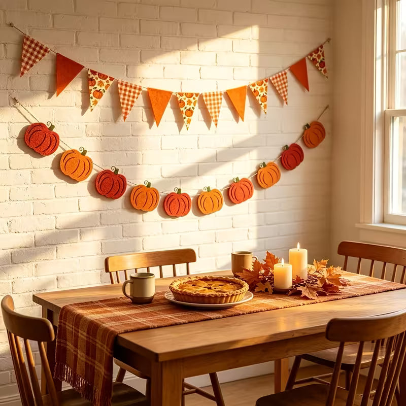 Fall Triangular Banners and Pumpkin Banners Are Perfect for Decorating for Both Thanksgiving