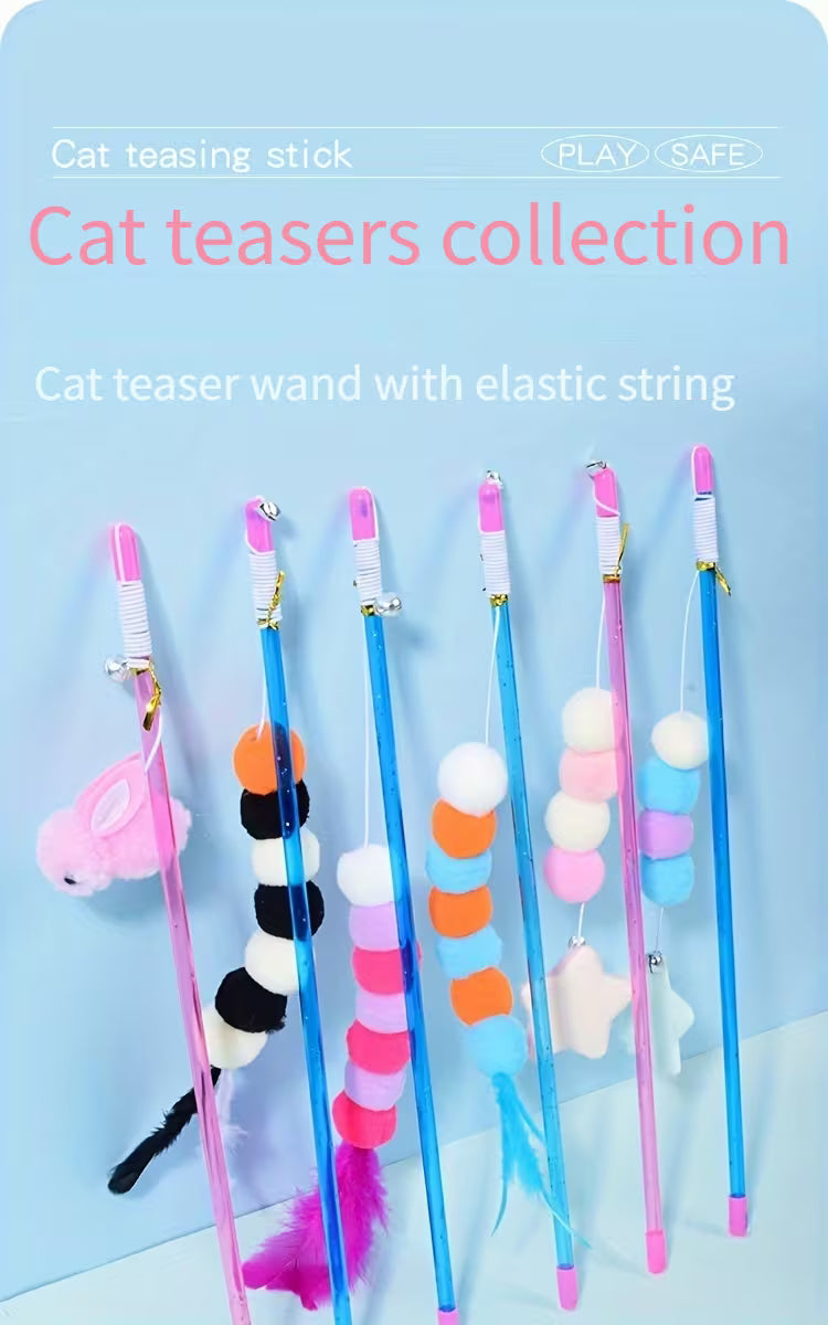 Elastic Rope Imitation Caterpillar Teaser Stick Rabbit Pendant Teaser Stick