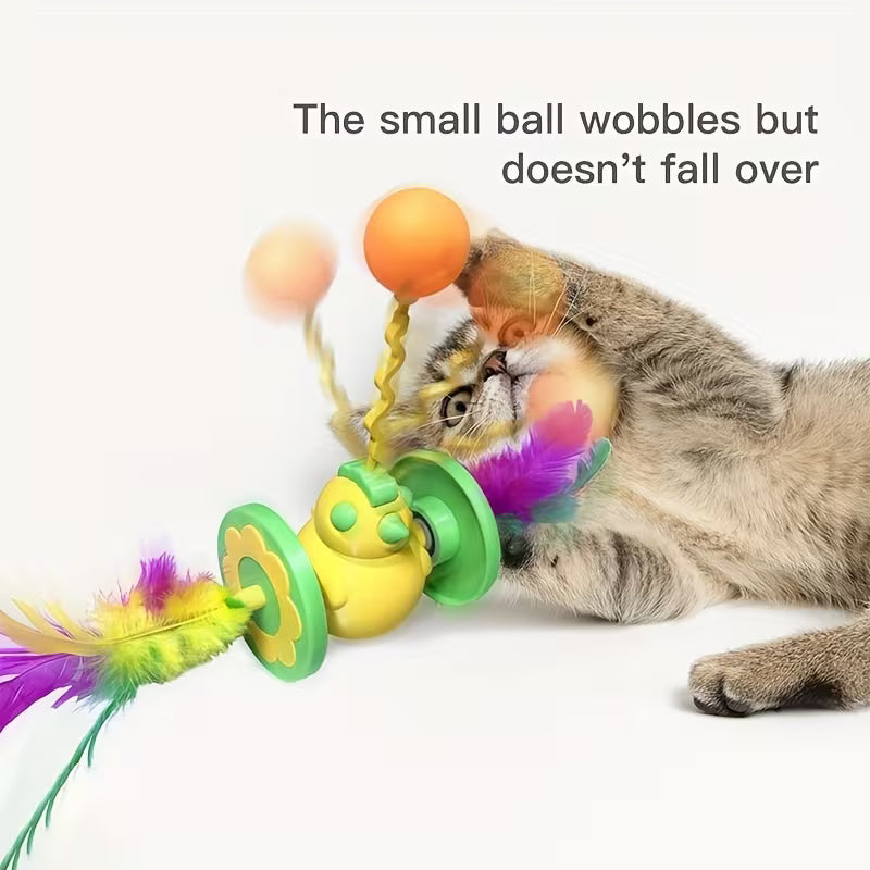 New 1-Pack Non-Electric Cat Toy, Artificial Feather Tumbling