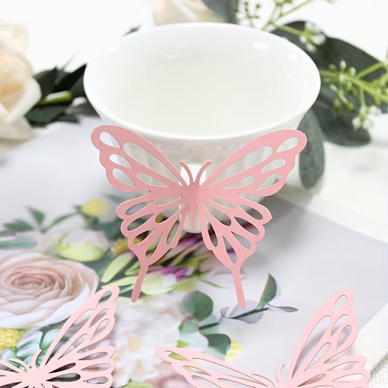 Set of 24 Three-Dimensional Butterfly Decorations for Parties