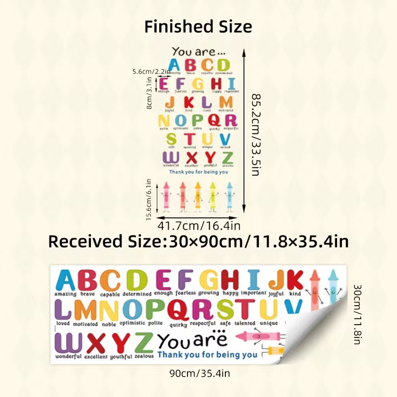 1pc Back to School 26 Alphabet Wall Stickers Full English Letters Educational Decals Easy