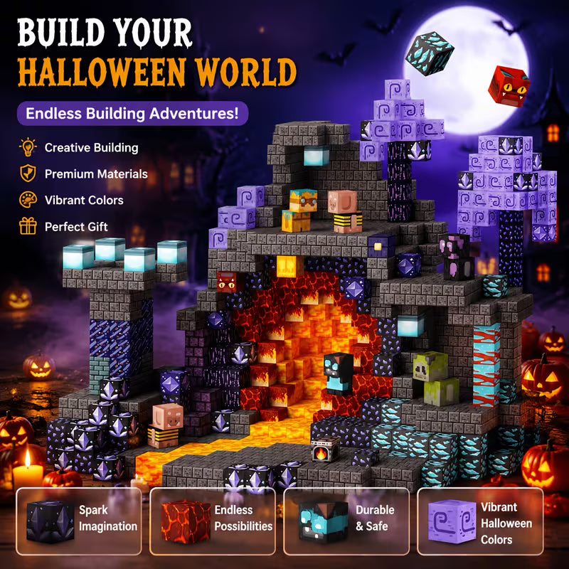 Halloween Eerie Lava Cave Magnetic Building Block Set