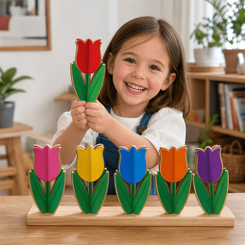 Set of 6 Wooden Tulip Shapes Ideal for Crafts, Mother's Day Gifts, and 3D Paintable DIY Floral