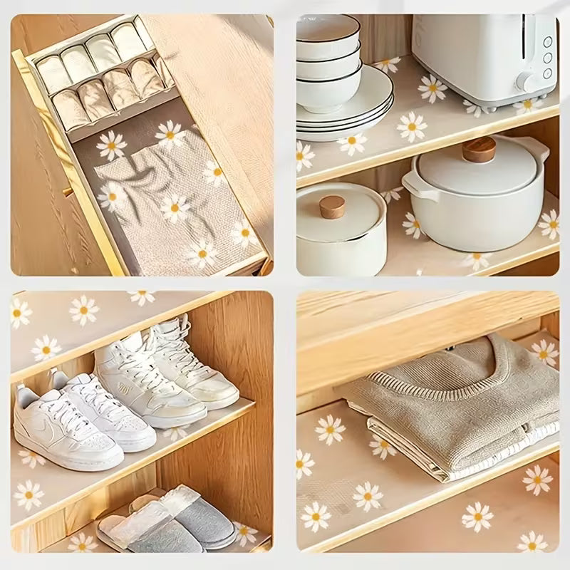 1 Roll of Daisy Design Waterproof Cabinet Liner - Easy to Clean Plastic Mat, Waterproof