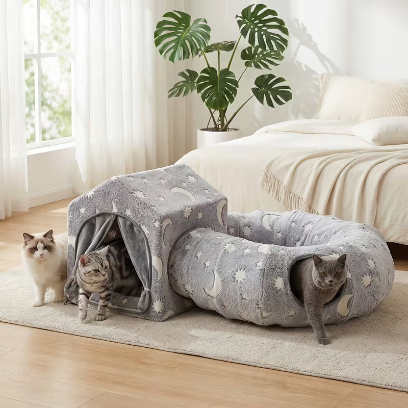 4-In-1 Convertible Cat Tunnel Bed And Play Tent
