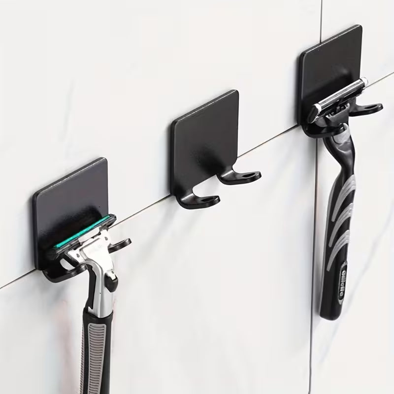 Black 3pcs Bathroom Beauty Essential Hole Non Puncture Shaver Hook Set, Black