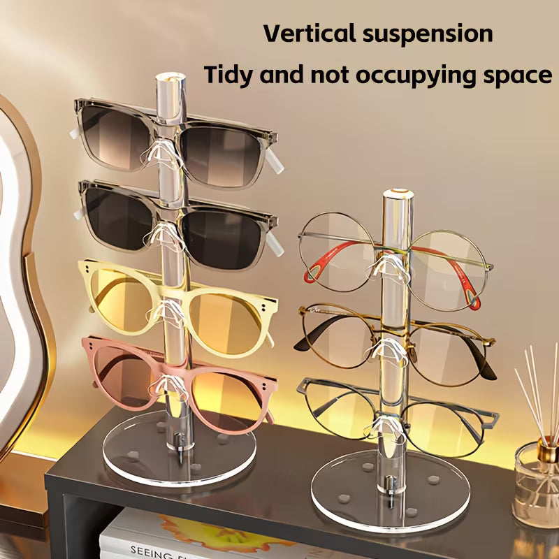 Acrylic Multi-compartment Glasses Storage Rack on the Desktop, Acrylic