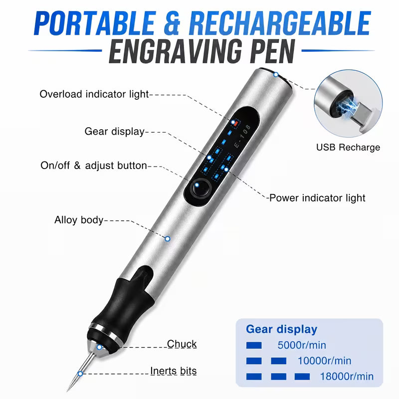 47/36pcs Industrial Electric Rotary Tool, Rechargeable Engraving Machine