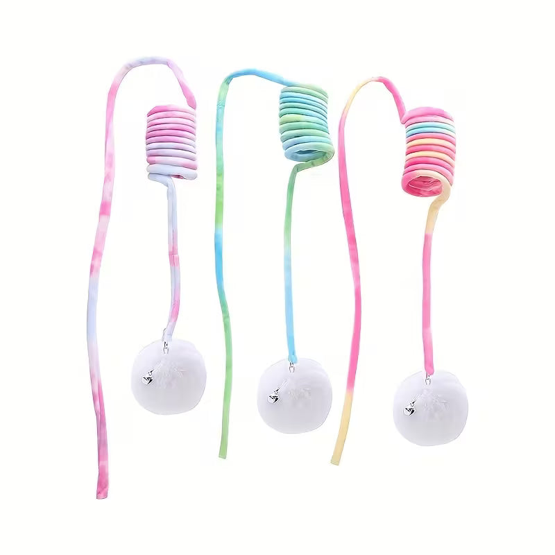 Self-Entertainment Cat Toy, Hanging Spring Plush Rabbit Ball Cat Toy