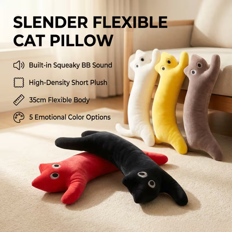 2pcs/1pc Cat-Shaped Pillow "Embraceable And Sound-Producing" Cat And Dog Sound-Producing Set, Random Color
