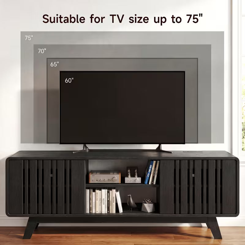 Mid Century Modern TV Stand with Charging Station for 75/70/65/60 Inch TV