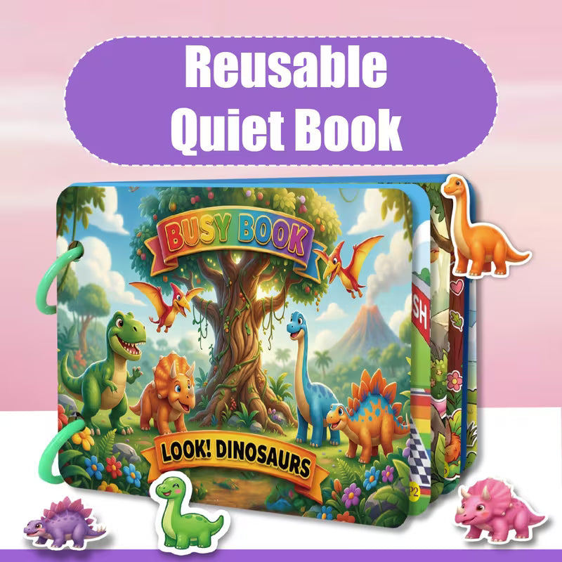 Dinosaur Quiet Book with Pre-cut Stickers Suitable for Little Hands