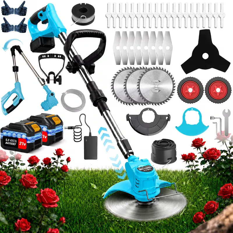 5200mAh Portable Cordless Electric Lawnmower for Home Use, Garden Weeder/cordless Trimmer