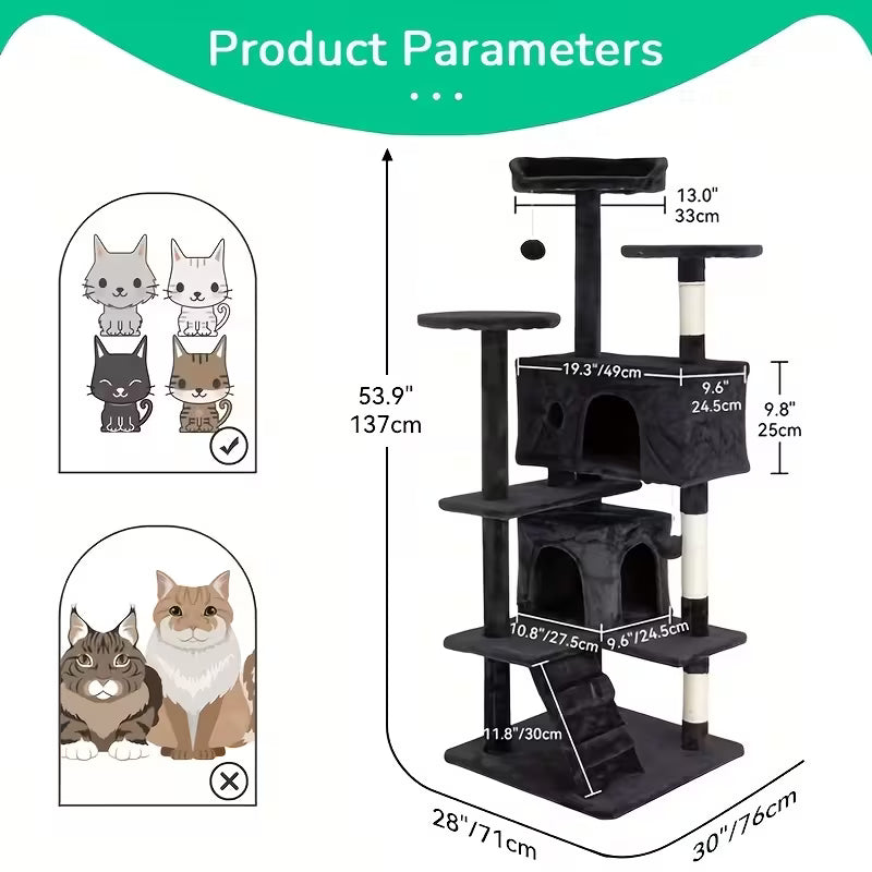 DOPINMIN 54in Cat Tree Tower, Gray