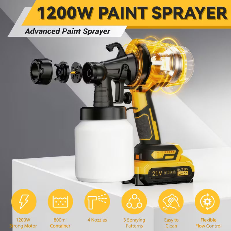 High-pressure Electric Paint Sprayer, Cordless Paint Sprayer, Equipped, Wood