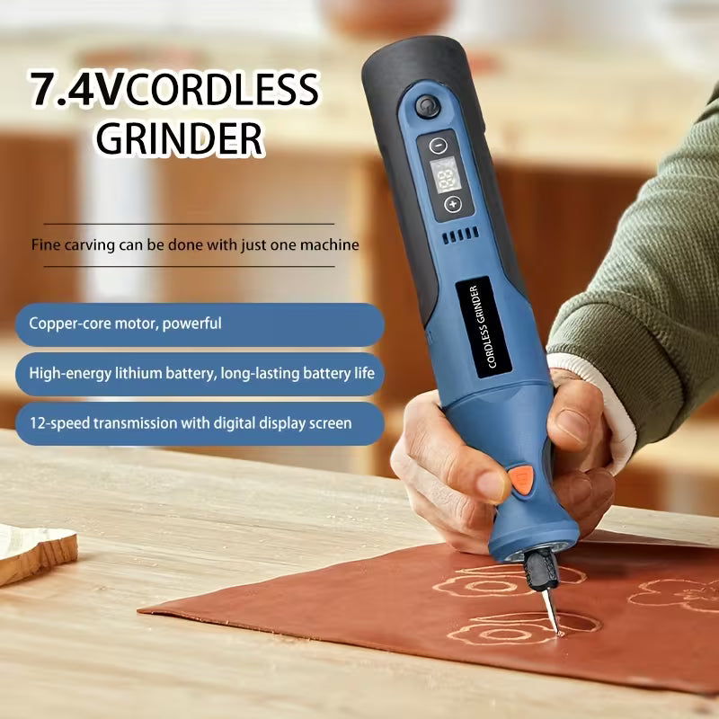 Industrial Grade Blue 7.4V High-Power Lithium Electric Grinder Rechargeable Electric Grinder
