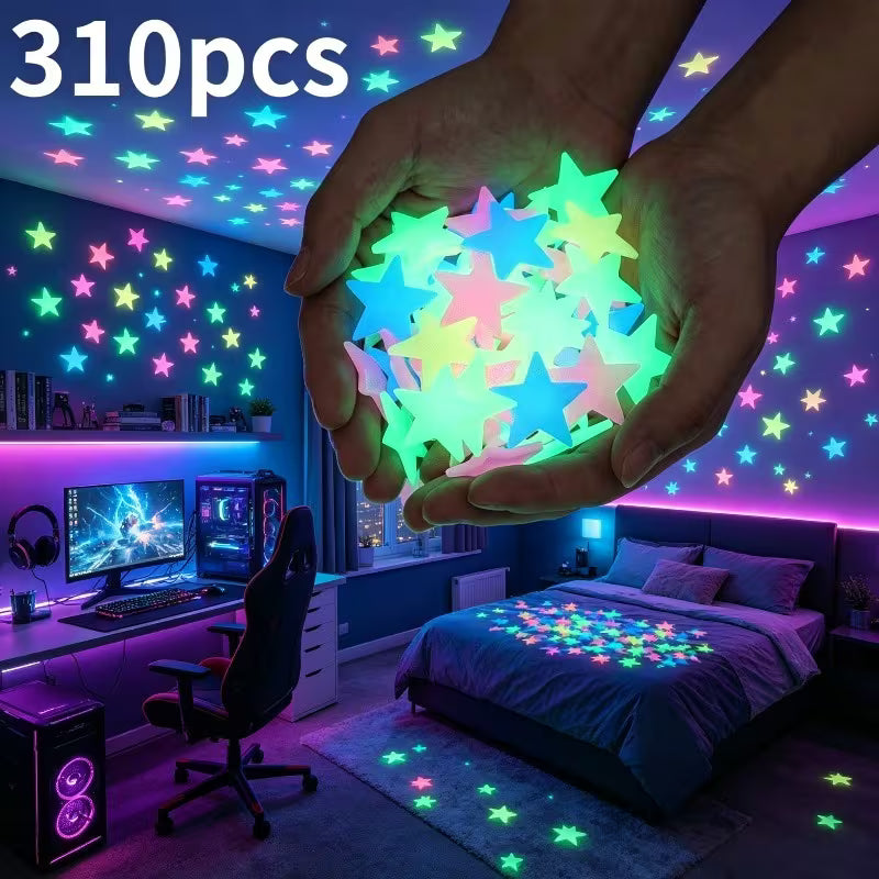 310pcs of Glow-in--dark Wall Stickers- Mixed Colors