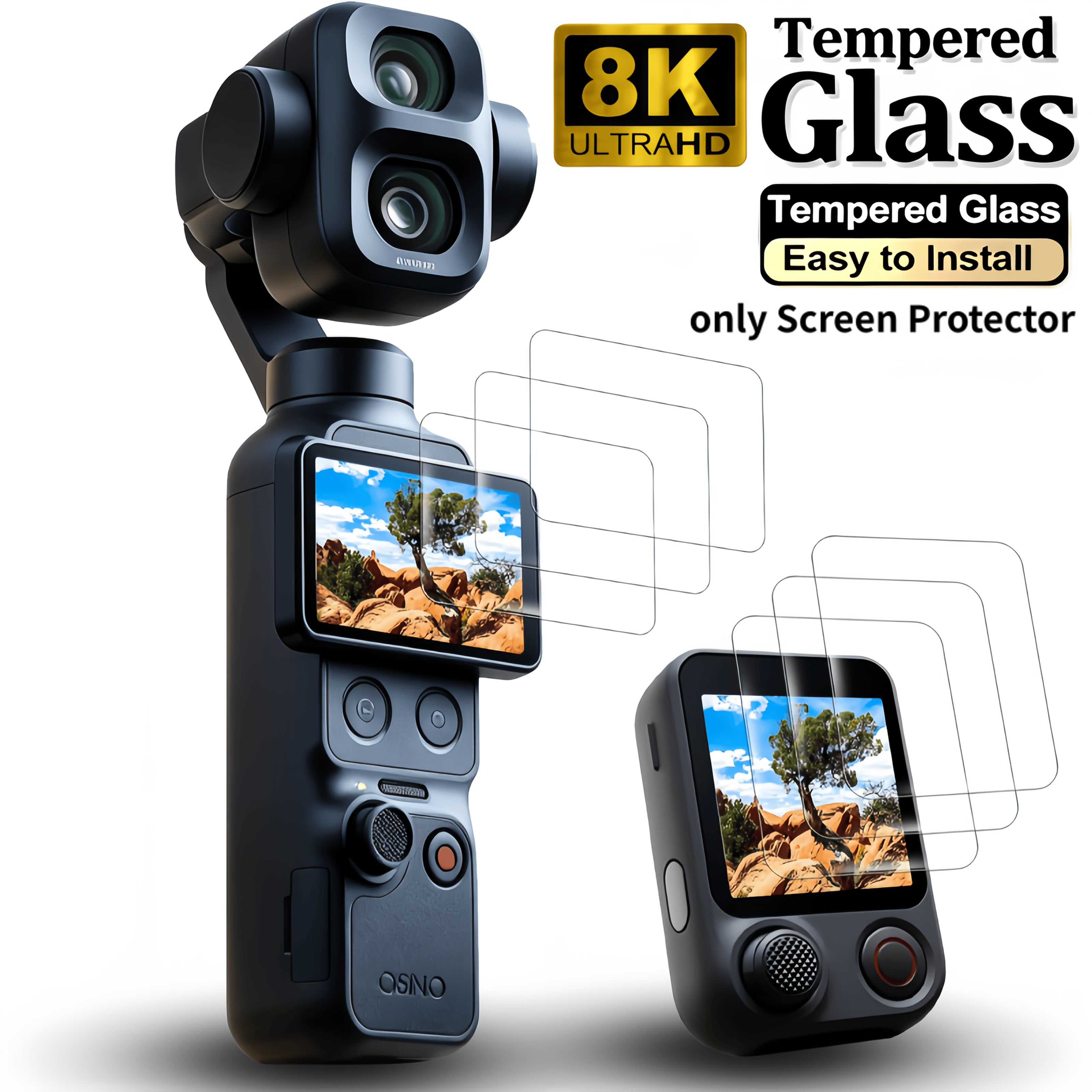 3-in-3pcs, Suitable for DJI Osmo Pocket 4P, Osmo FrameTap/Osmo Mobile Set, Glass