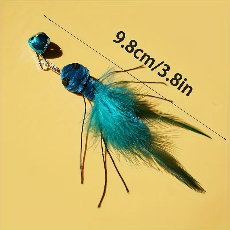 Simulation Insect Cat Artificial Fiber Feather Toys, 2 Interchangeable Interactive