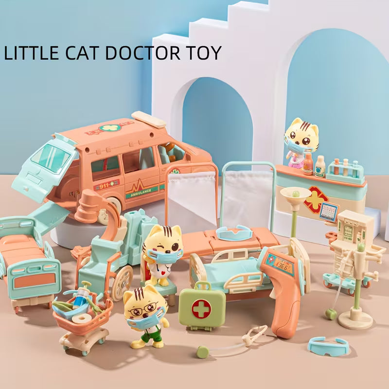 34-Piece/Children's Pretend Play Mini Simulation Cat Doctor Pet Toy