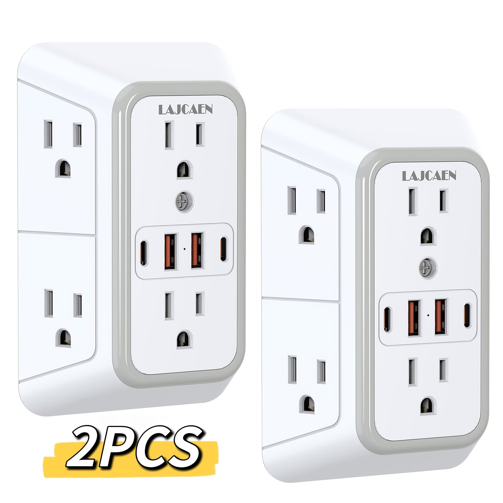 NEW LAJCAEN USB Outlet Extender Surge Protector - 6 Outlet