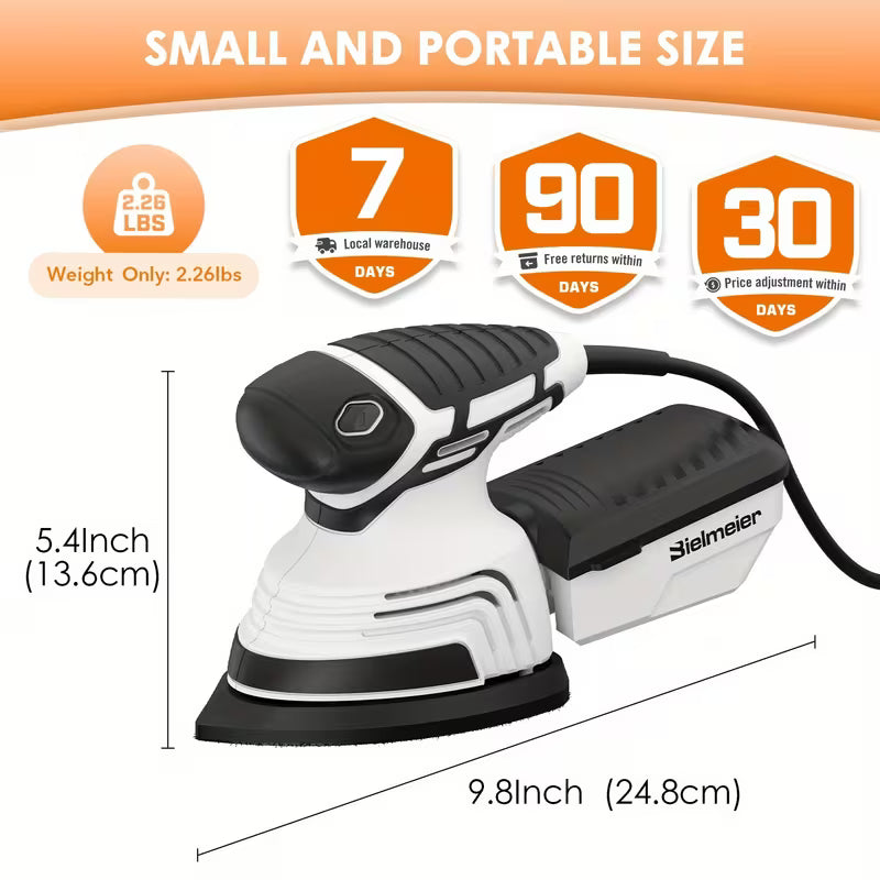 120V Detail Sander, with 12pcs Sandpaper, Efficient Dust Collection