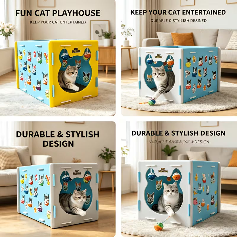 Interactive Cat Play House, Multi-Functional Cat Toy Box
