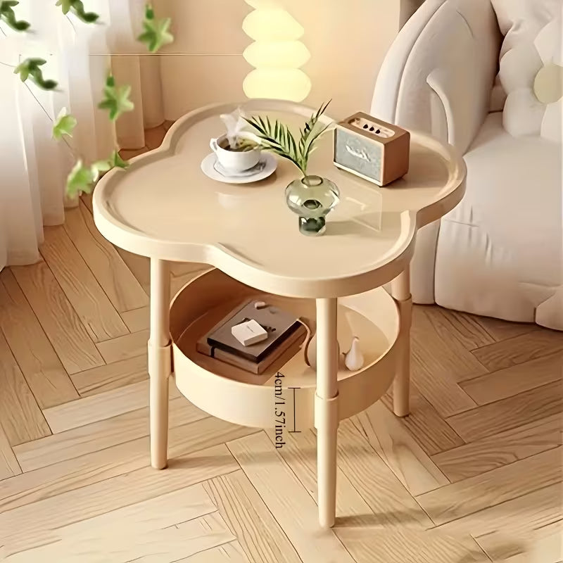 Cloud-Shaped Design Modern Coffee Table with Two Layers of Storage, White Plastic Material