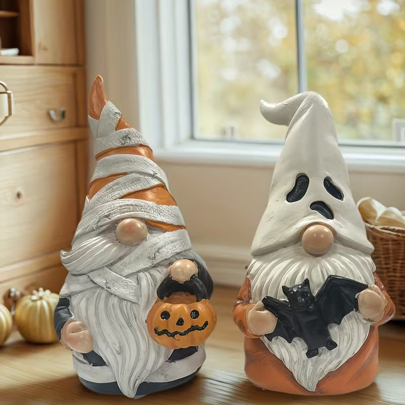 Collectible Figurines ，2pcs Charming Halloween Gnome Decorative Figurines, Resin Statues