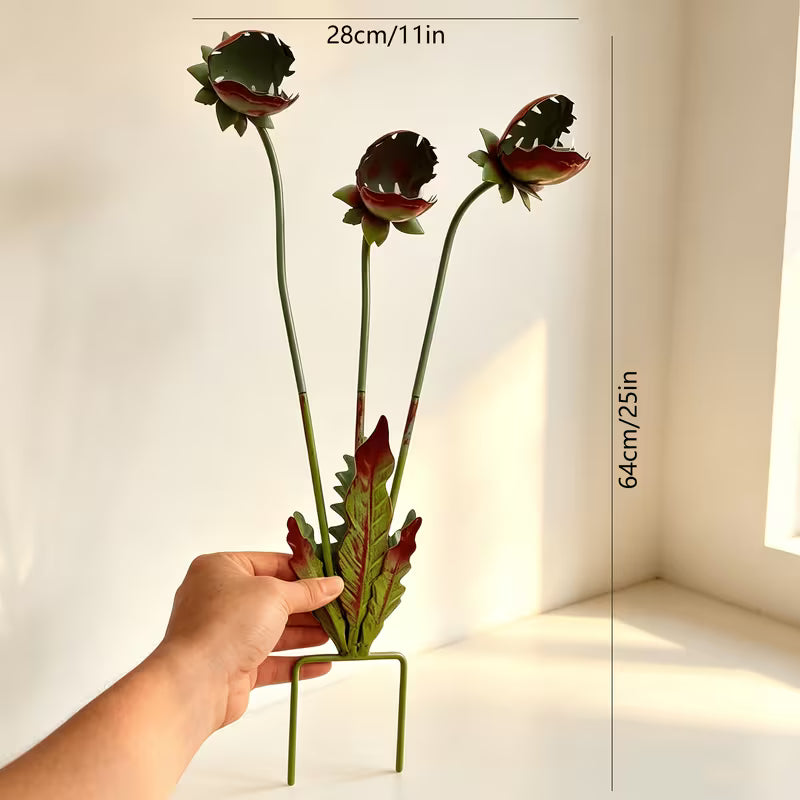 25In Detachable Venus Flytrap Iron Garden Plug for Garden Pots Halloween Decor