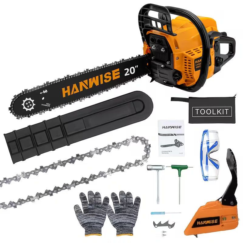 20-Inch Heavy-Duty 58CC Gasoline Chainsaw for Forestry/Wood Cutting, Easy Manual Start