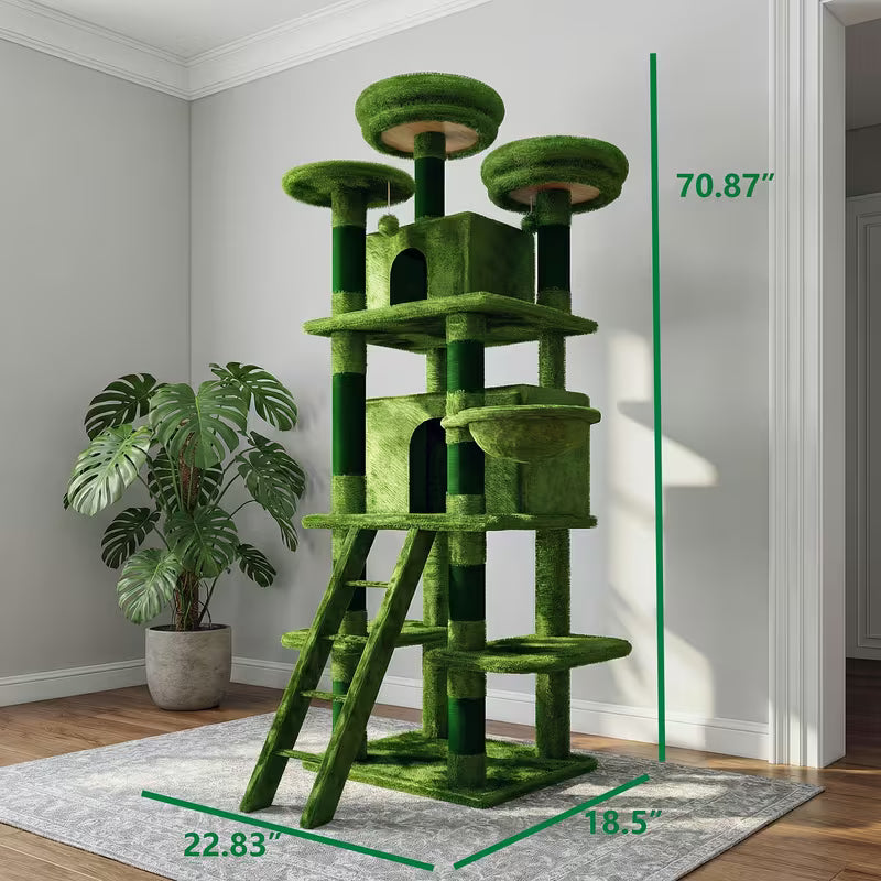Large Wooden Cat Climbing Frame And Cat Bed, Wooden