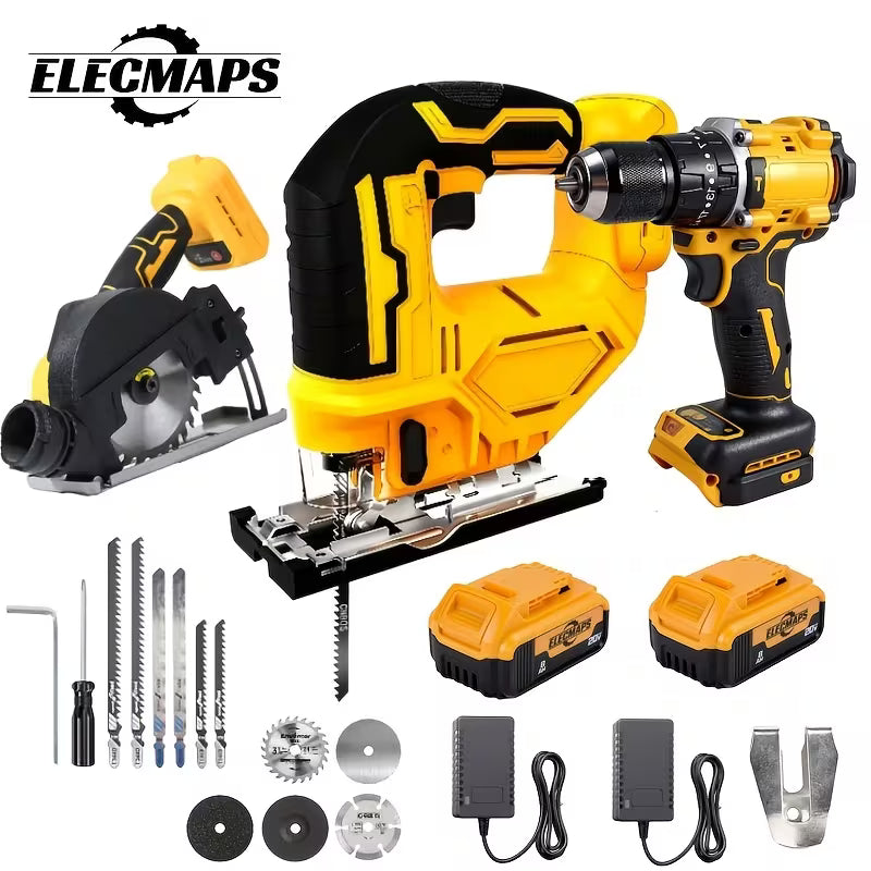 ELECMAPS Cordless Power Tools-Wrenches/Drills/Jigsaws/4-inch Circular Saws. Available As Tools Only