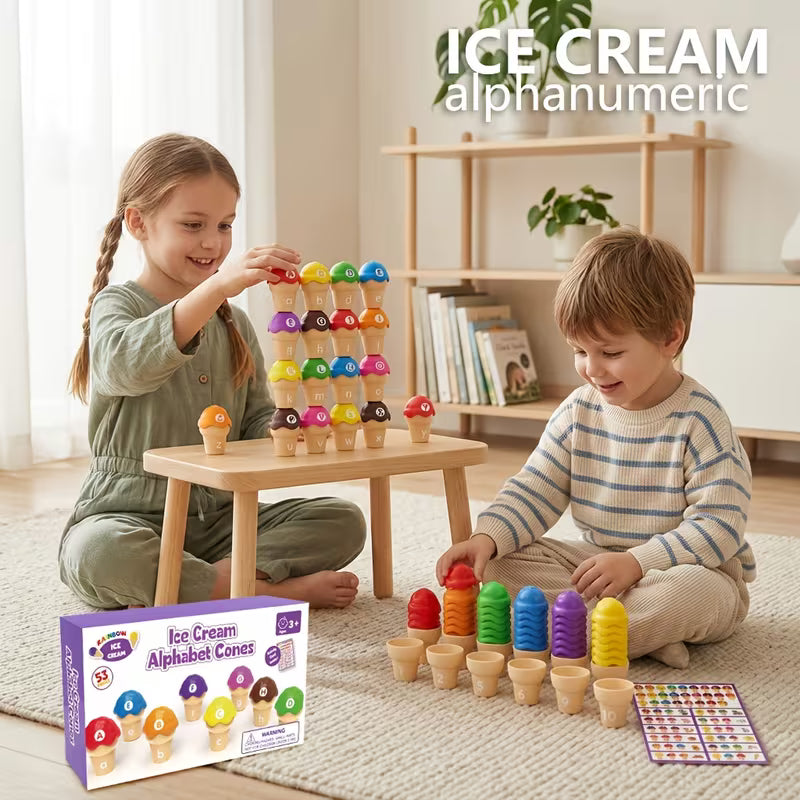 Toy for Sorting Ice Cream Letters in Both Uppercase and Lowercase