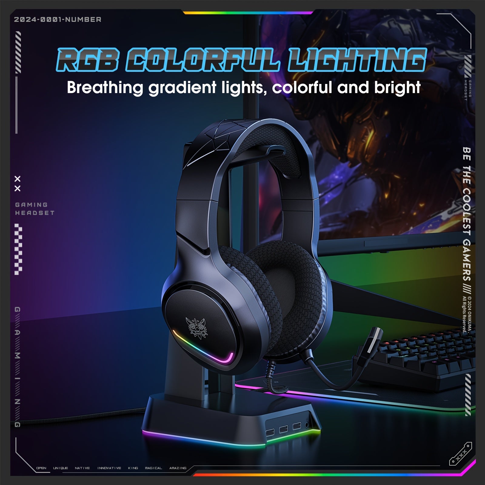ONIKUMA X31 3.5MM Over-Ear Headset, Wired Headset, Gaming Headset, Music, Black
